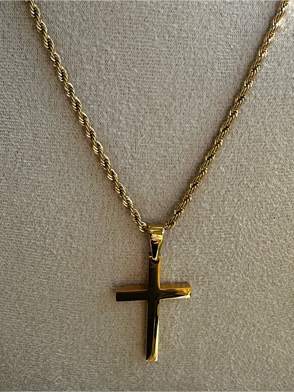 Gold Cross Pendant Necklace Stainless Steel